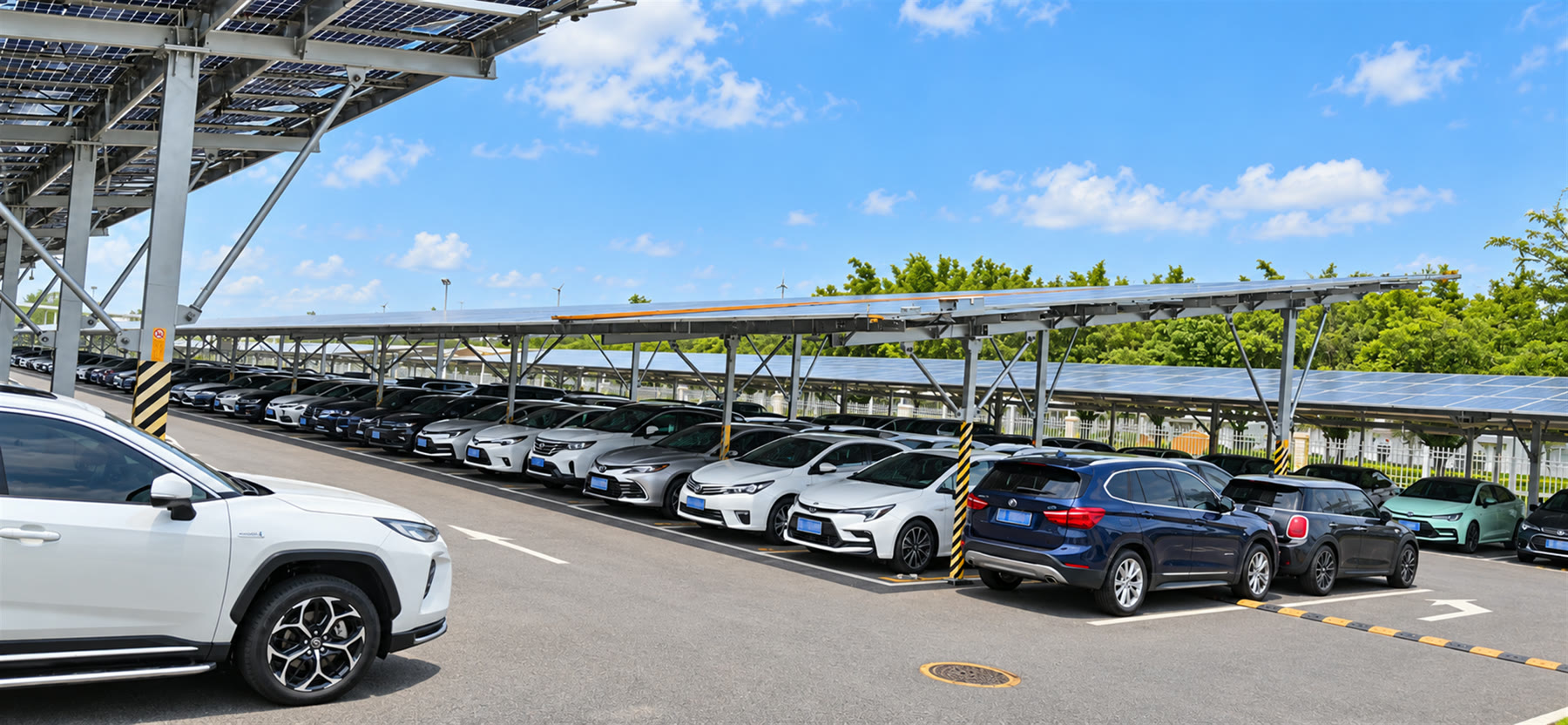 PV carport over parked cars